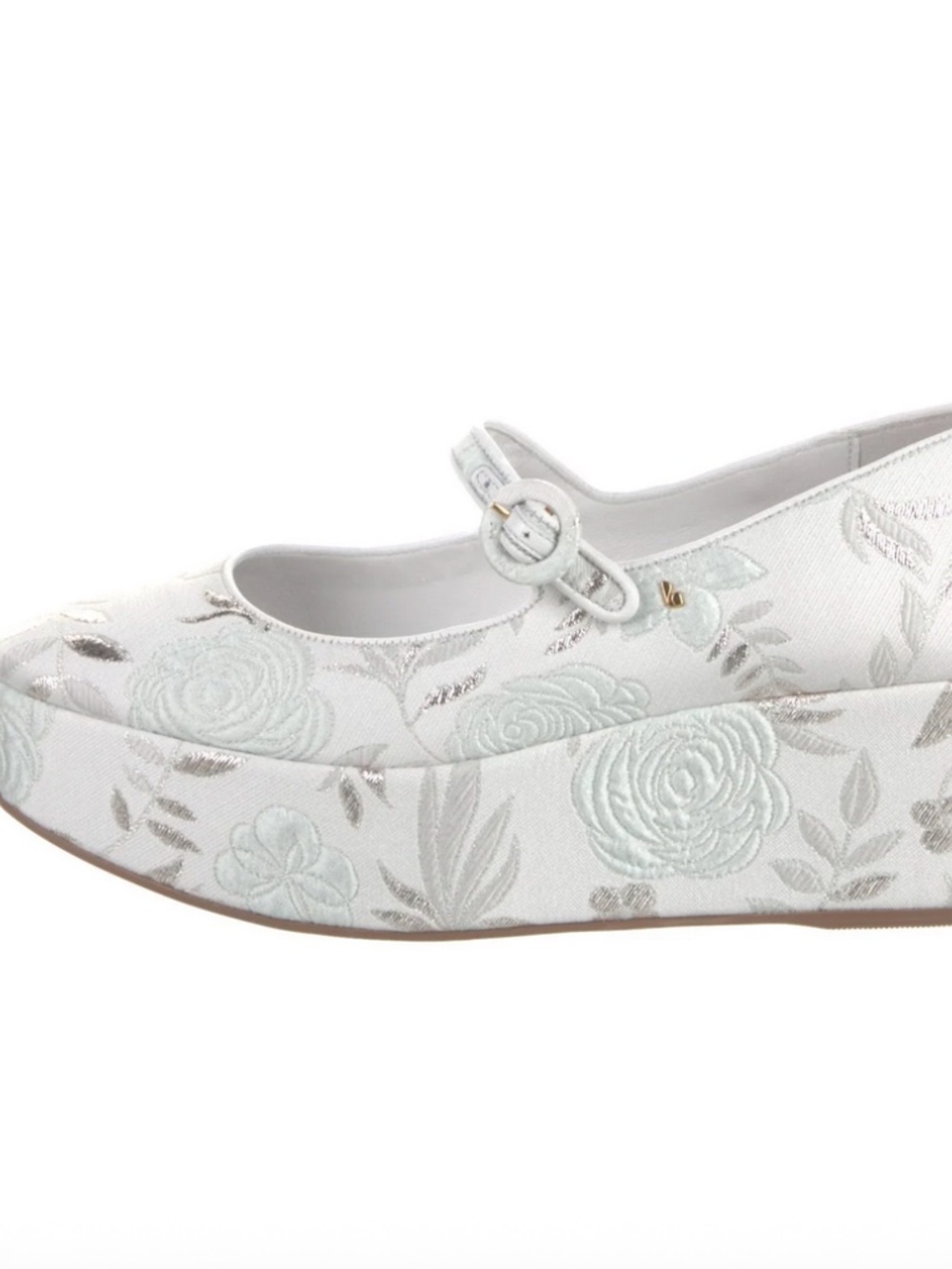 Larroudé X Markarian Blair Flatform In Yvette Ivory Brocade Size 9